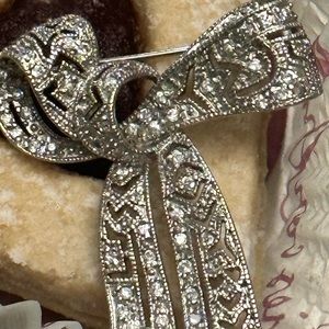 Vintage diamond brooch 925 silver